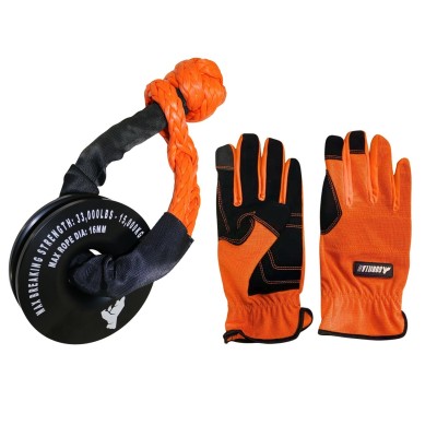 Kit Polea 33.000 libras para piola sintética de aluminio con Grillete Soft  y Guantes Gorilla Force