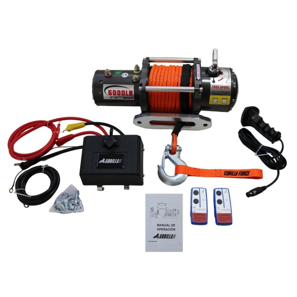 Winche Gorilla Force 6.000 libras 12v Heavy Dutty control remoto manual e inalámbrico