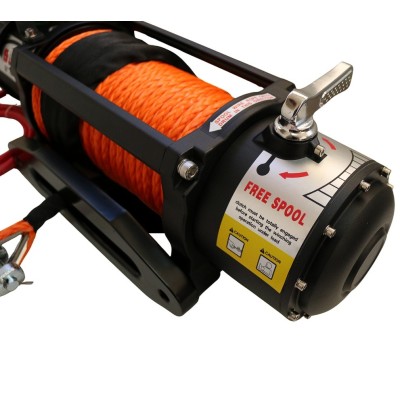Winche Gorilla Force 9.500 libras 12v control remoto manual e inalámbrico piola sintética