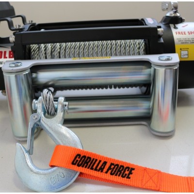 Winche Gorilla Force 9.500 libras 12v control remoto manual e inalámbrico piola acero