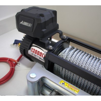 Winche Gorilla Force 9.500 libras 12v control remoto manual e inalámbrico piola acero