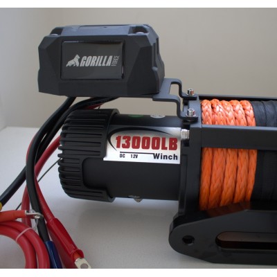 Winche Gorilla Force 13.000 libras 12v control remoto manual e inalámbrico piola acero