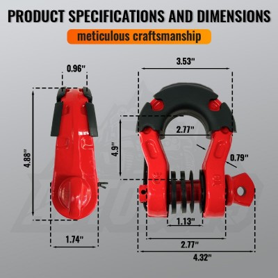 Kit Grilletes Para Remolque Anillo En D 3/4" Soporta 8 Toneladas G-FORCE Negros