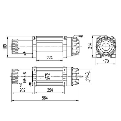 Winche Gorilla Force 15.000 libras 24v control remoto manual e inalámbrico