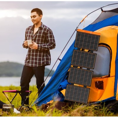 FlexSolar  Panel Solar Cargador Plegable de 40 W USB-A USB-C Portátil de Emergencia Monocristalino Impermeable