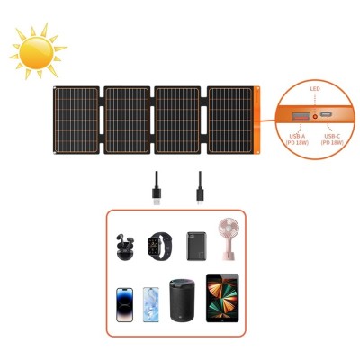 FlexSolar  Panel Solar Cargador Plegable de 40 W USB-A USB-C Portátil de Emergencia Monocristalino Impermeable
