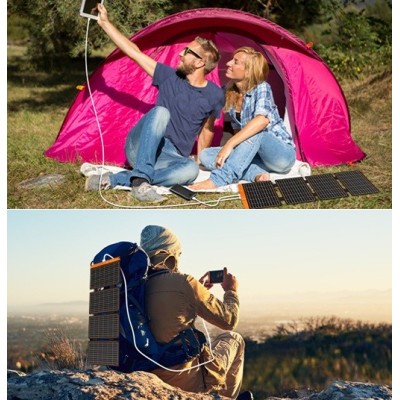 FlexSolar  Panel Solar Cargador Plegable de 40 W USB-A USB-C Portátil de Emergencia Monocristalino Impermeable