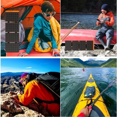 FlexSolar  Panel Solar Cargador Plegable de 40 W USB-A USB-C Portátil de Emergencia Monocristalino Impermeable