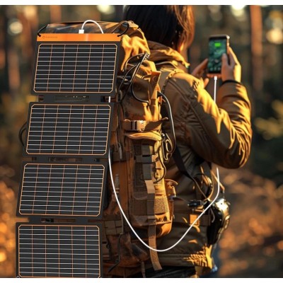 FlexSolar  Panel Solar Cargador Plegable de 40 W USB-A USB-C Portátil de Emergencia Monocristalino Impermeable