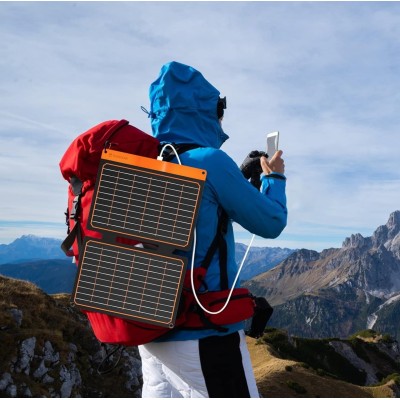 FlexSolar  Panel Solar Cargador Plegable de 20 W USB-A USB-C Portátil de Emergencia Monocristalino Impermeable