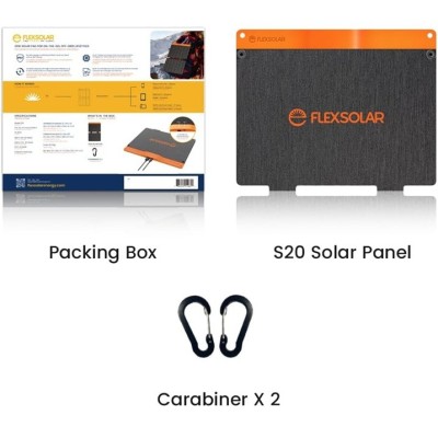 FlexSolar  Panel Solar Cargador Plegable de 20 W USB-A USB-C Portátil de Emergencia Monocristalino Impermeable