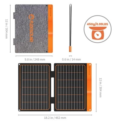 FlexSolar  Panel Solar Cargador Plegable de 20 W USB-A USB-C Portátil de Emergencia Monocristalino Impermeable