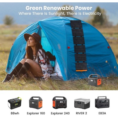 FlexSolar Panel Solar Cargador Plegable de 60 W USB-A USB-C  CC y DC 20-28V Portátil de Emergencia Monocristalino Impermeable