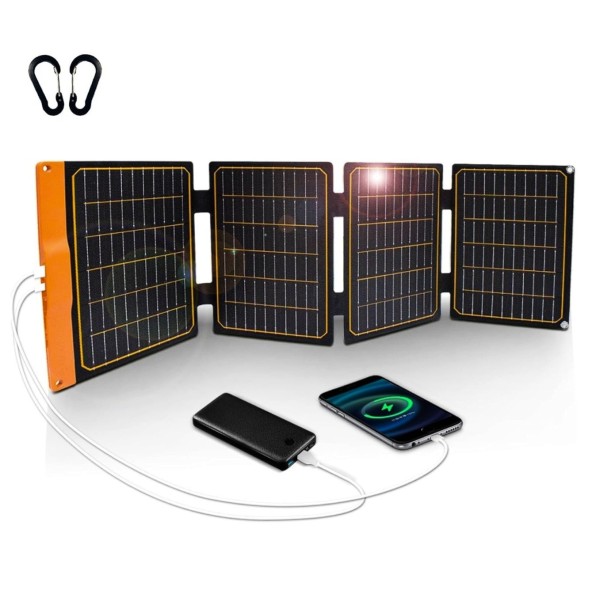 FlexSolar  Panel Solar Cargador Plegable de 40 W USB-A USB-C Portátil de Emergencia Monocristalino Impermeable