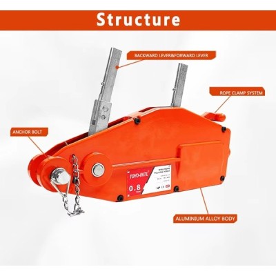 Toyo-Intl Japan Tecle Tirfor 0.8 ton 20 metros profesional aluminio reforzado caja madera