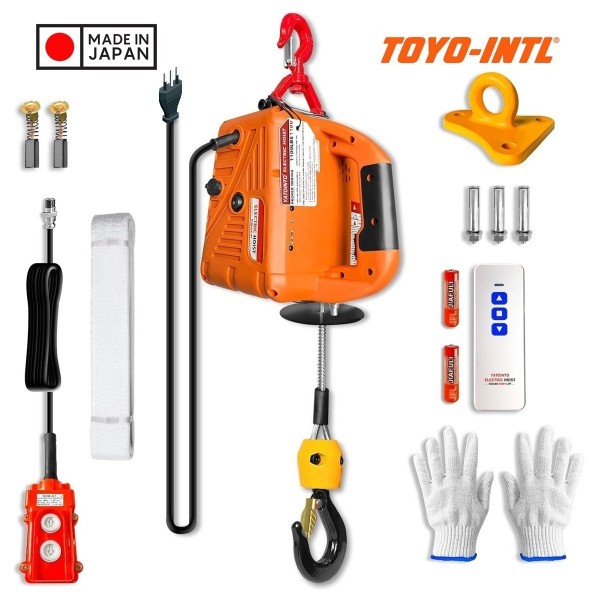Toyo-Intl Japan Tecle Portátil 500 kg control remoto inalámbrico 1500w 220v y accesorios