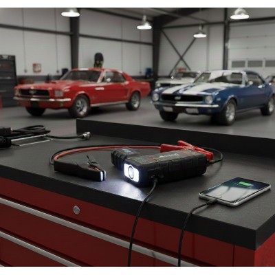 Partidor Arrancador de Baterías 1250A 12V con Linterna y Power Bank G-FORCE