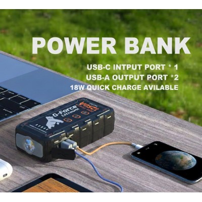 Partidor Arrancador de Baterías 1250A 12V con Linterna y Power Bank G-FORCE