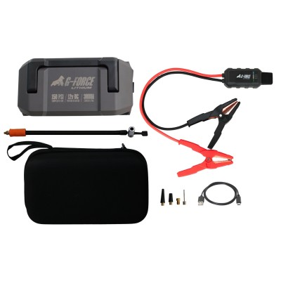 Partidor Arrancador de Baterías 3000A y Compresor 12V con Linterna y Power Bank G-FORCE