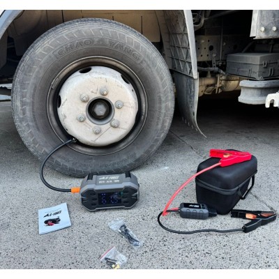 Partidor Arrancador de Baterías 3000A y Compresor 12V con Linterna y Power Bank G-FORCE