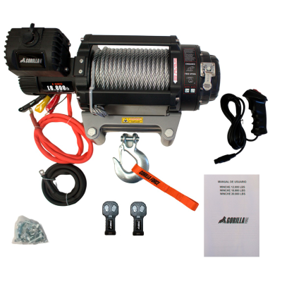 Winche Gorilla Force 18.000 libras 24v control remoto manual e inalámbrico