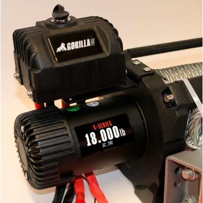 Winche Gorilla Force 18.000 libras 24v control remoto manual e inalámbrico