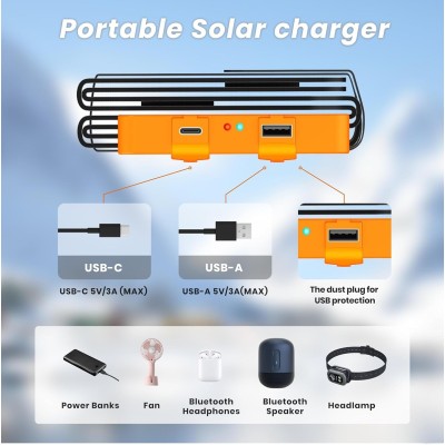 FlexSolar Panel Solar Cargador Plegable de 25W Mini USB-A USB-C Portátil de Emergencia Monocristalino Impermeable