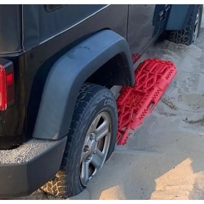 Kit Tablas de tracción recuperación, soportes y guantes  4x4 par con soporte HI-LIFT color rojas