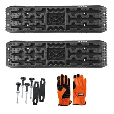 Kit Tablas de tracción recuperación, soportes y guantes  4x4 par con soporte HI-LIFT color negras