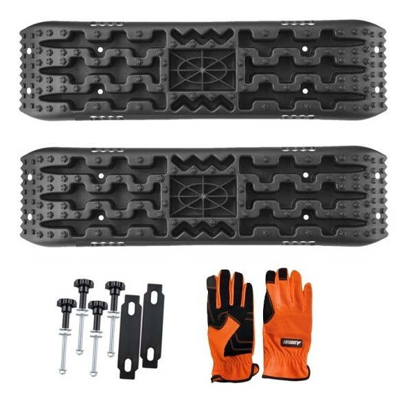 Kit Tablas de tracción recuperación, soportes y guantes  4x4 par con soporte HI-LIFT color negras
