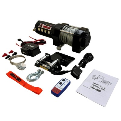 Winche Gorilla Force 3.500 libras 12v piola acero control remoto manual e inalámbrico