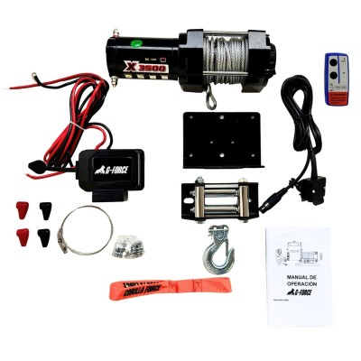 Winche Gorilla Force 3.500 libras 12v piola acero control remoto manual e inalámbrico