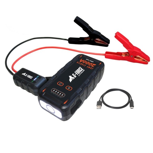 Partidor Arrancador de Baterías 2000A 12V con Linterna y Power Bank G-FORCE