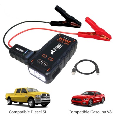Partidor Arrancador de Baterías 2000A 12V con Linterna y Power Bank G-FORCE