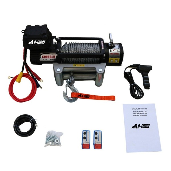 Winche G-Force 13.000 libras 12v control remoto manual e inalámbrico