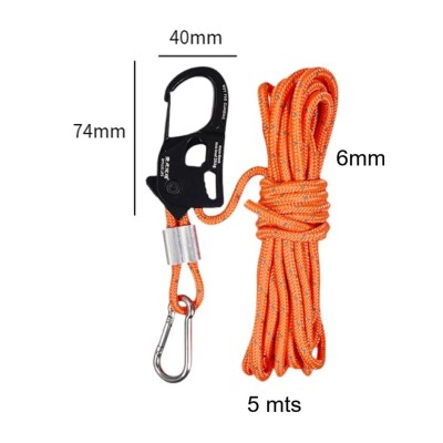 Cuerda Sintética con Tensor Autobloqueante 6mm 5 mts 231kg  para Tienda de Campaña Alta Resistencia Gorilla Force
