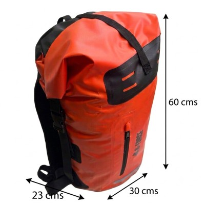 Mochila Outdoor G-FORCE 35 litros 100% Impermeable Naranja + bolso 2 litros para celulares