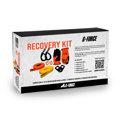 Recovery Kit G-Force 4500 libras 1 Polea 4T, 2 Grilletes D 3/8" , 2 Grilletes Soft 1/4", 1 Cinta Strap 1"x4' , 1 Cinta Strap 1"x
