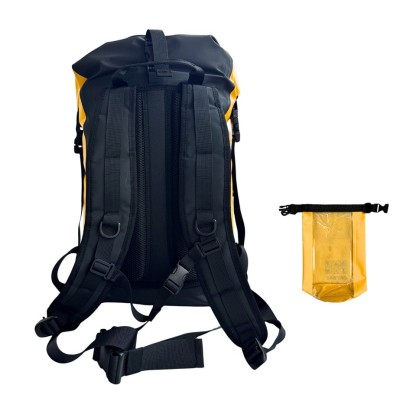 Mochila Outdoor G-FORCE 55 litros 100% Impermeable Amarilla + bolso 2 litros para celulares