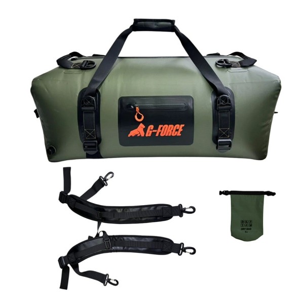 Bolso Outdoor G-FORCE 90 litros 100% Impermeable Verde + bolso 2 litros para celulares