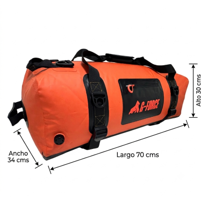 Bolso Outdoor G-FORCE 60 litros 100% Impermeable Naranja + bolso 2 litros para celulares