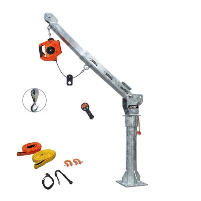 Grúa Giratoria Pluma 1000KG G-Force Galvanizada Winche portátil con batería litio (piola sintética)