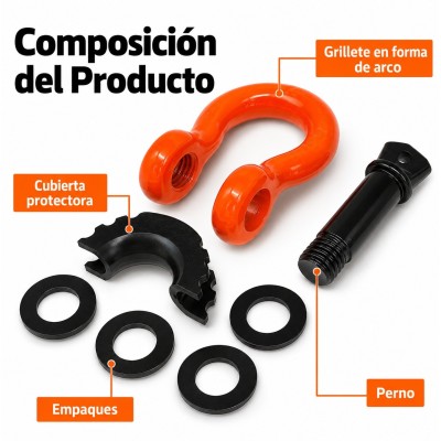 Kit Grilletes Para Remolque Anillo En D 3/4" Soporta 8 Toneladas G-FORCE Naranjos