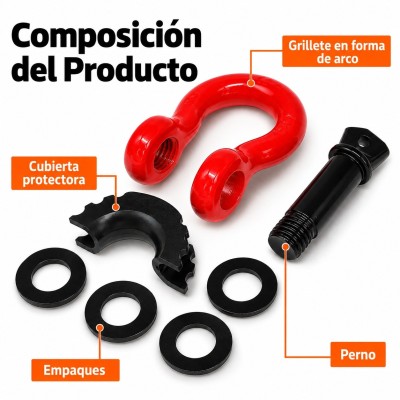 Kit Grilletes Para Remolque Anillo En D 3/4" Soporta 8 Toneladas G-FORCE Rojos