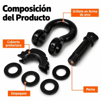 Kit Grilletes Para Remolque Anillo En D 3/4" Soporta 8 Toneladas G-FORCE Negros