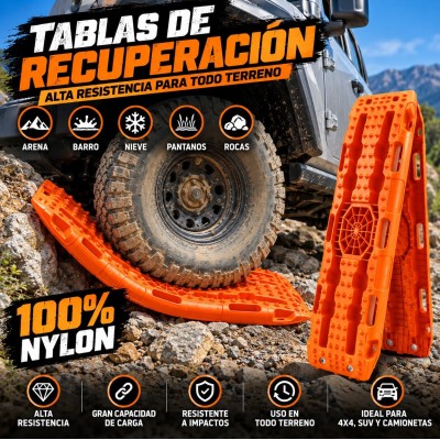 Kit Tablas de tracción recuperación, soportes y bolso 4x4 par con soporte HI-LIFT color naranja