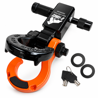 Gancho Grillete Dividido de Tiro Remolque 2'' y 8T con pasador con llave de seguridad G-Force Naranja con Negro