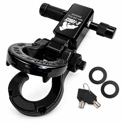 Gancho Grillete Dividido de Tiro Remolque 2'' y 8T con pasador con llave de seguridad G-Force Negro