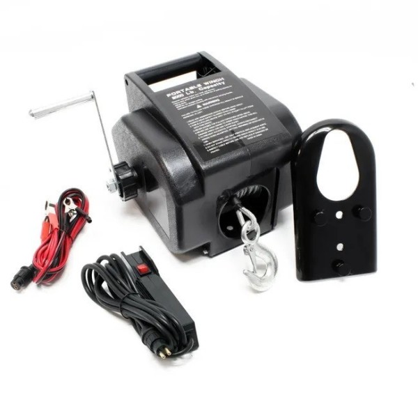 Winche Eléctrico Portátil 3.000 libras 12v piola sintética desmontable