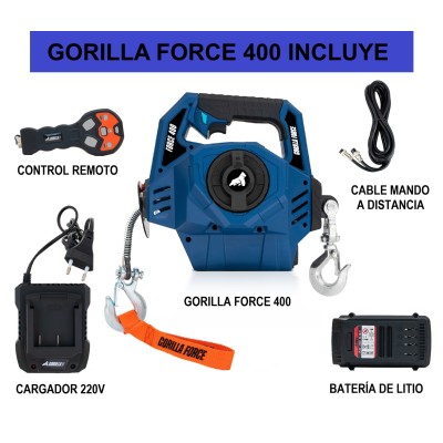 G-Force 400 Winche portátil con batería litio desbloqueo (piola sintética 12mts)